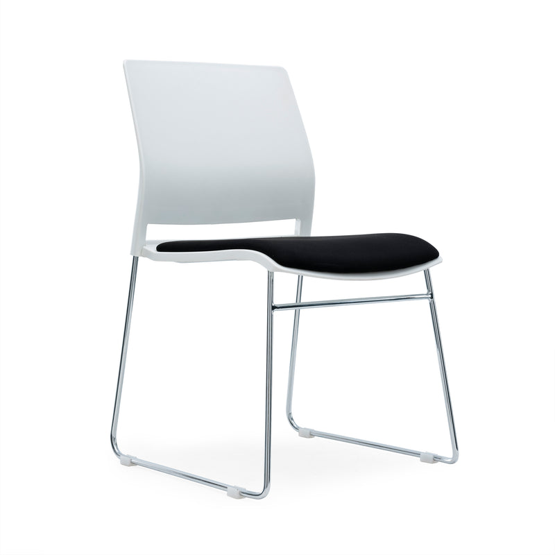 PSC-SP/W - Verse Multipurpose Stacking Chair with White Shell and Black Fabric Seat Pan