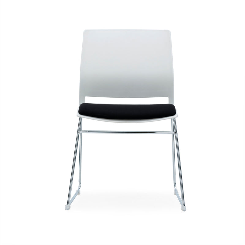 PSC-SP/W - Verse Multipurpose Stacking Chair with White Shell and Black Fabric Seat Pan