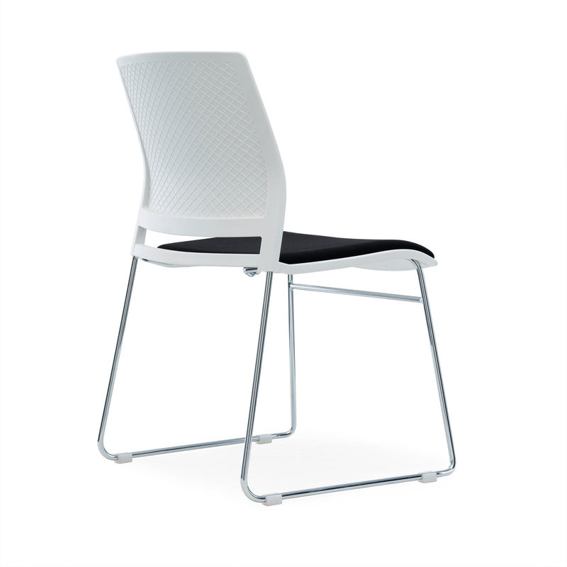 PSC-SP/W - Verse Multipurpose Stacking Chair with White Shell and Black Fabric Seat Pan