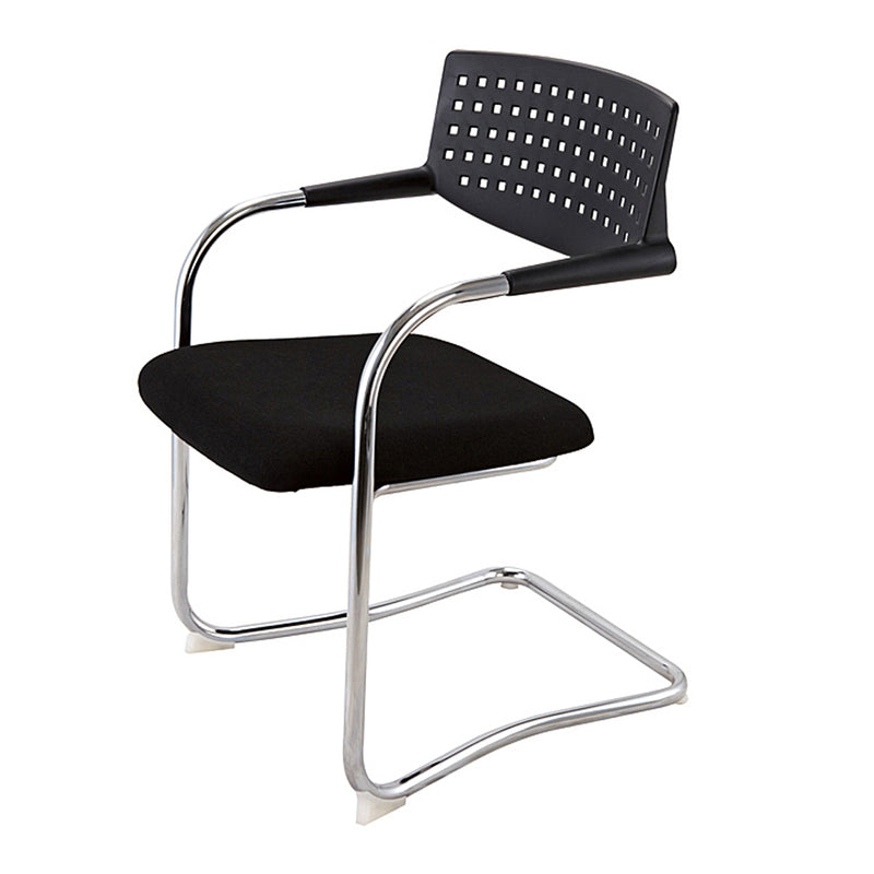 Visa-FCH - Chrome Cantilever Framed Stackable Meeting Chair with Airflow Mesh in Black