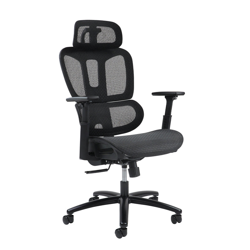 Zala mesh back operator chair with headrest and black mesh seat