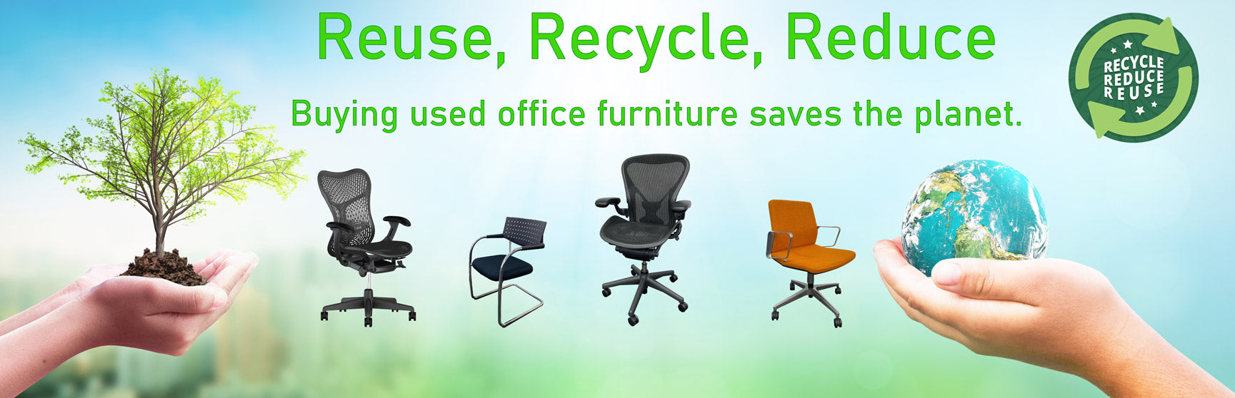 used office furniture environmental banner