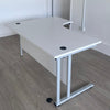 Used White Curve Desk with Portholes