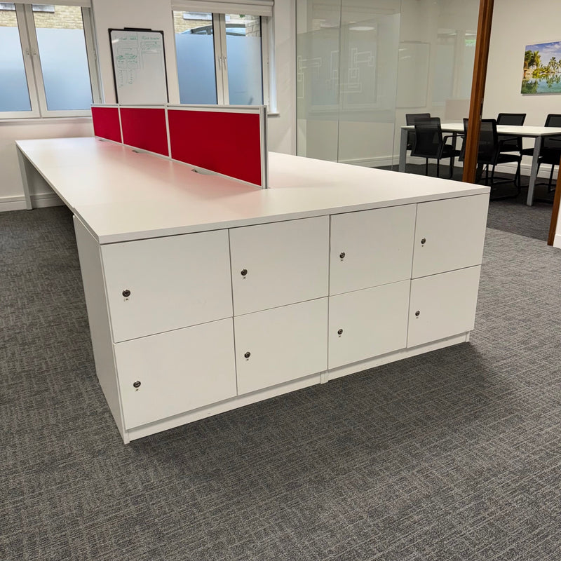 Used White Desk End Lockers with Keys