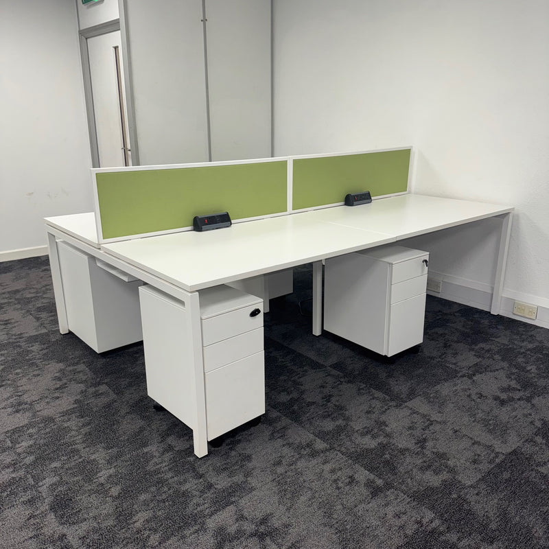 Used Nova White Bench Desk Complete Setup