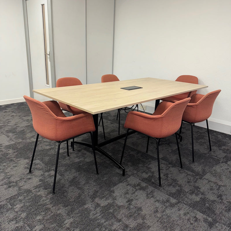 Used Meeting Table Set with 6 Chairs and Power