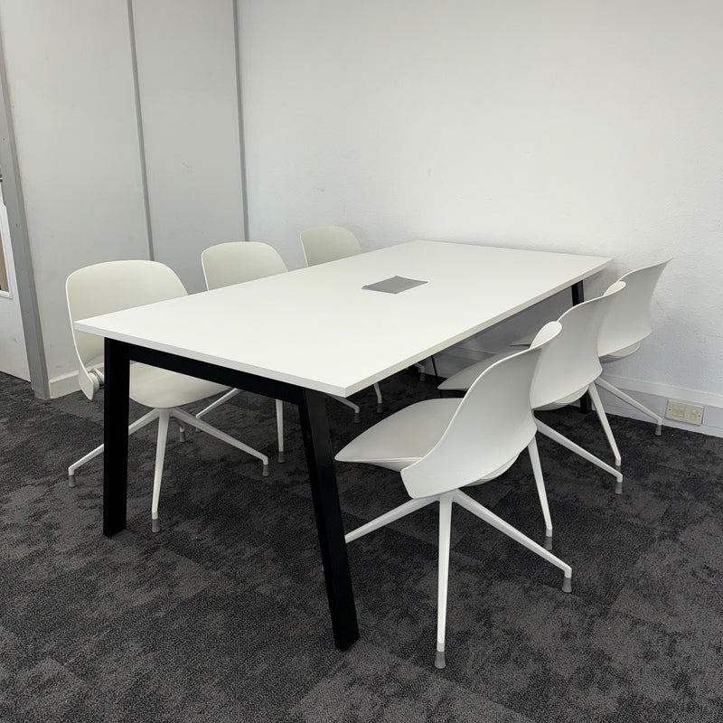 Used White Meeting Table with Humanscale Chairs