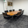 Used Walnut Meeting Table Set with 8 Chairs and Power