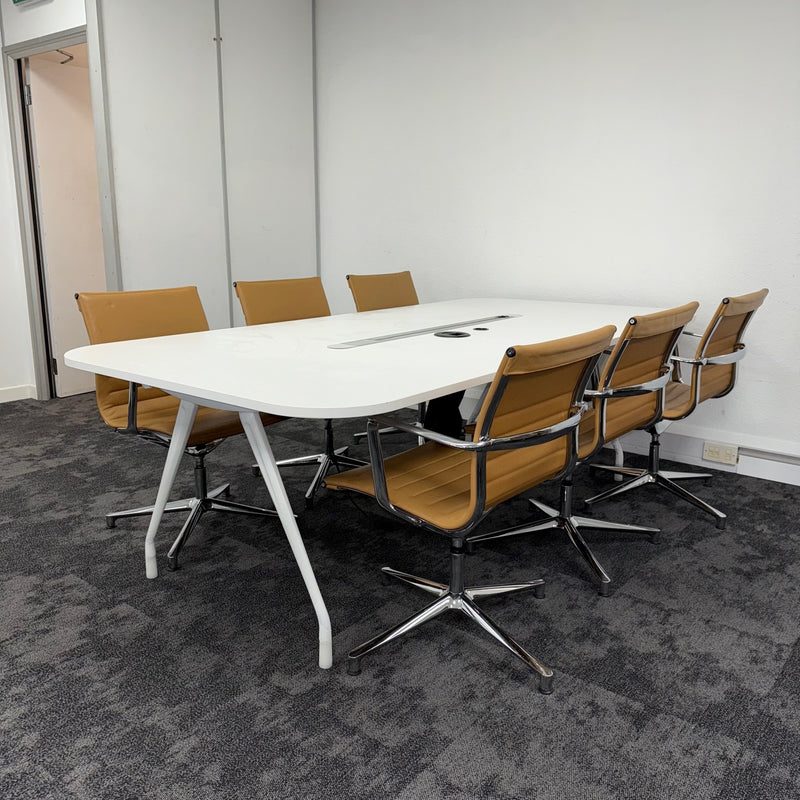 Used Herman Miller Meeting Table with ICF Una Leather Meeting Chairs