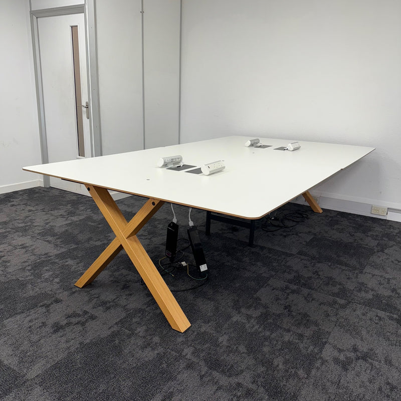 Used Koleksiyon Branded White Bench Desks with Power