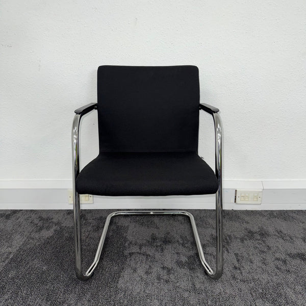 Used Rim Branded Black Fabric Meeting Chairs
