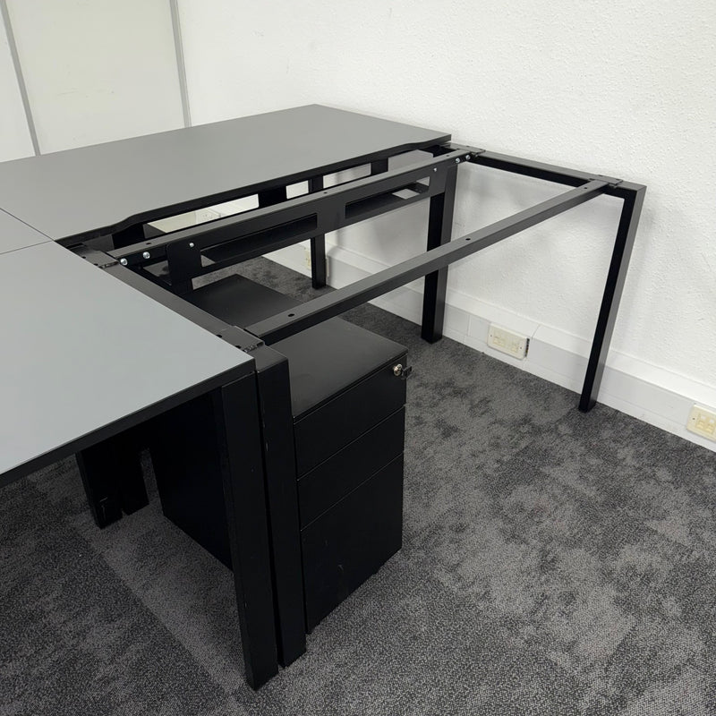Used Single Bench Desk with Cable Tray and 3 Draw Pedestal