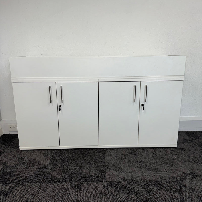 Used Desk High White Credenza with Planter Section