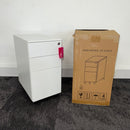 New White Steel Slimline 3 Draw Mobile Pedestal
