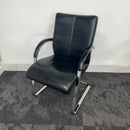 Used Black Leather Meeting Chair with Chrome Frame