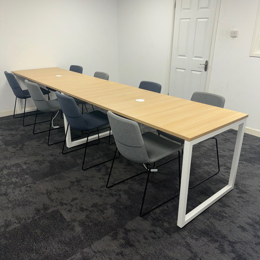 Used Breakout/Meeting Table with 8 Chairs and Central Power