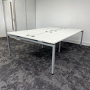 Used Mobili Sliding Top White Bench Desks with Cable Trays - Banks of 4,6,8