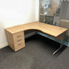 Used Nebraska Oak Curve Desk with Desk High Pedestal