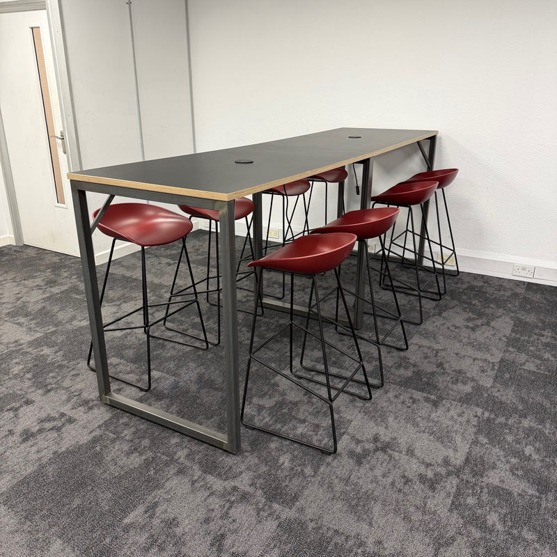 Used HAY Branded High Table and Stool Set with Power
