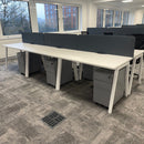 Used Nova White Single Bench Desk Set with Screen and Pedestal
