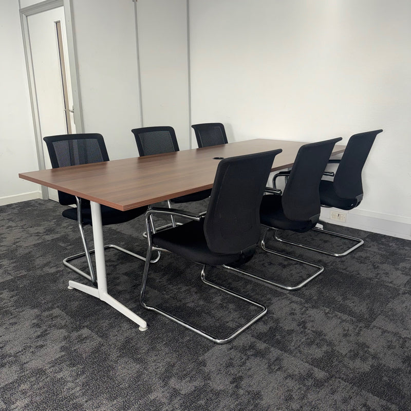 Used Senator Walnut Meeting Table with 6 Connecto Meeting Chairs