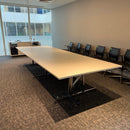 Used ICF Large White Meeting Table Set with 12 Leather Meeting Chairs