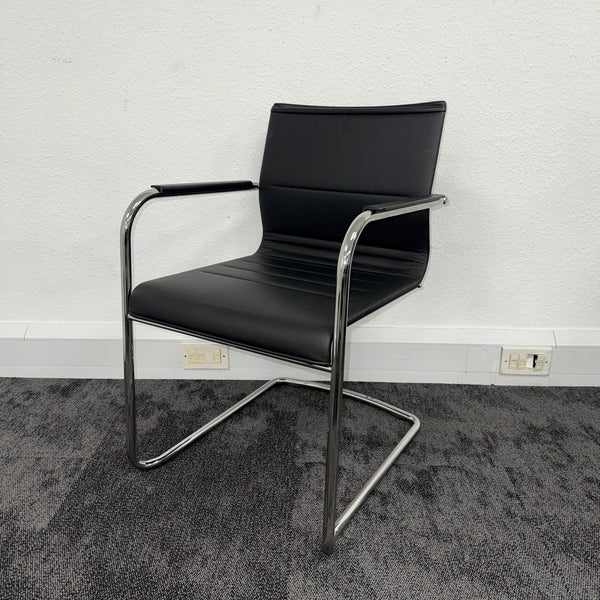 Used ICF Stick Black Leather Meeting Chair