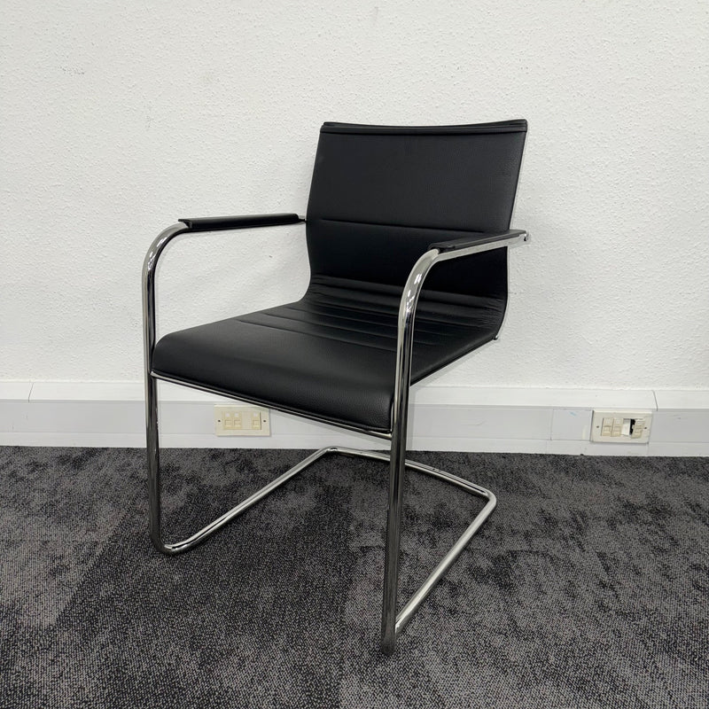 Used ICF Stick Black Leather Meeting Chair