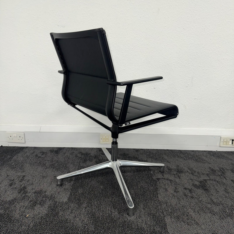 Used ICF Stick Black Leather Swivel Meeting Chair