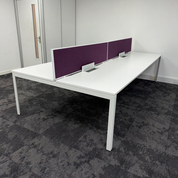 Used Herman Miller White Bench Desk with Screen and Cable Tray