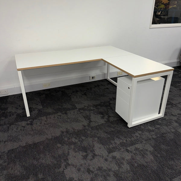 Used Narbutas Curved Desk with Pedestal and Modesty Panel