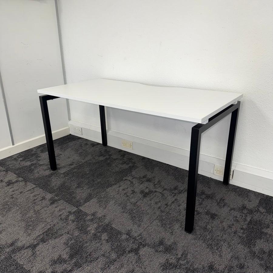 New White Single Bench Desk - 1400x700