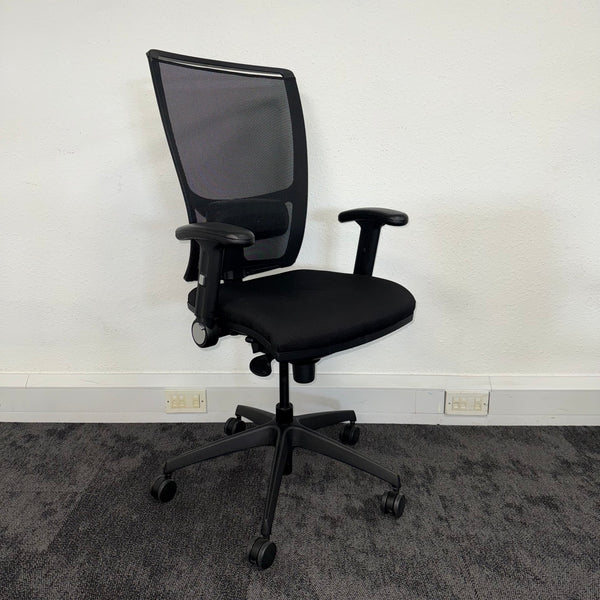 Used Fully Adjustable Mesh Task Chair - Reupholstered in New Fabric