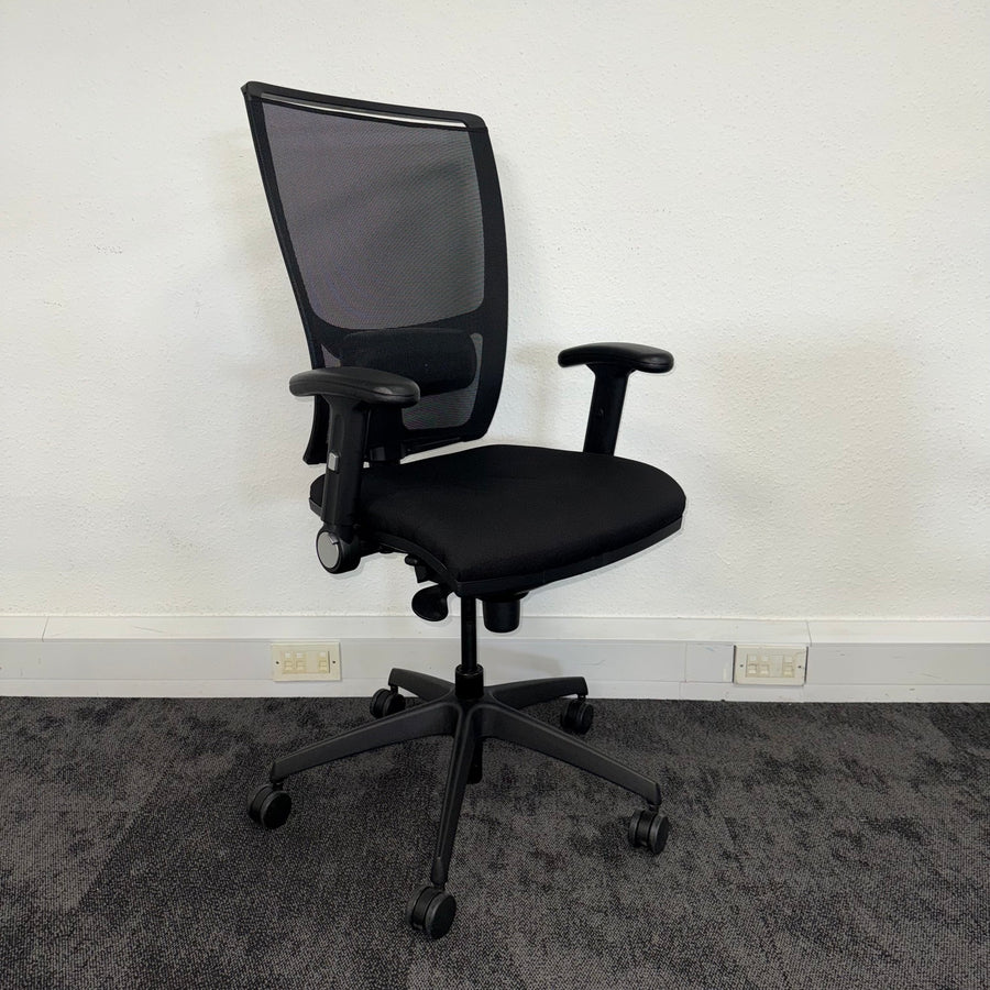 Used Fully Adjustable Mesh Task Chair - Reupholstered in New Fabric
