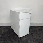 Used White Steel Slimline 3 Draw Mobile Pedestal
