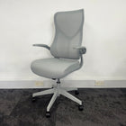 New High Back Mesh Task Chair with Folding Arms - Grey