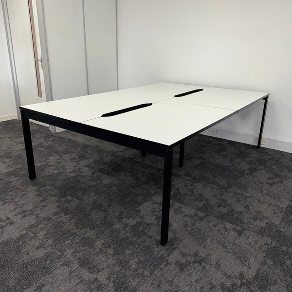 Used White Bench Desk with Cable Tray 1200x800