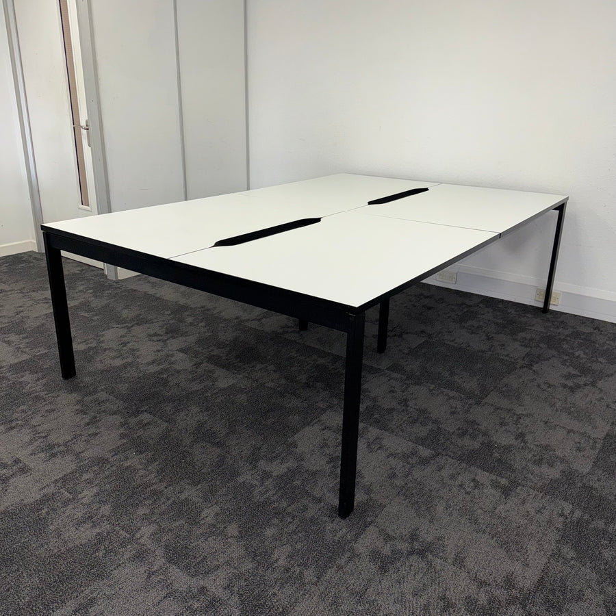 Used White Bench Desk with Cable Tray 1200x800