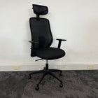 New Black Mesh Task Chair with Adjustable Lumbar and Headrest