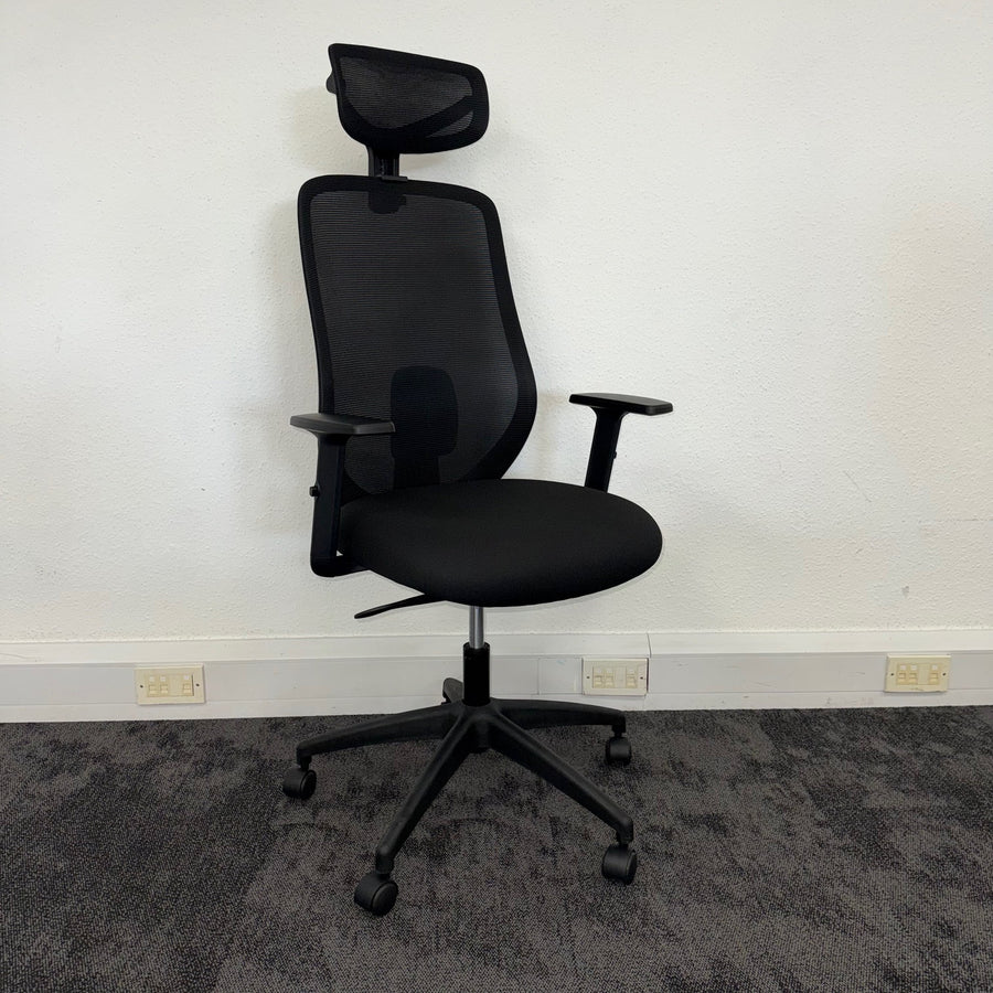 New Black Mesh Task Chair with Adjustable Lumbar and Headrest