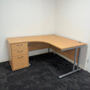 Beech Radial Desk With Desk High Pedestal