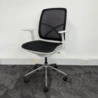 Used Black Mesh Office Chair with White Frame