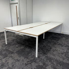 Used Narbutas Nova White Bench Desk with Desktop Power and Cable Tray