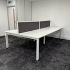 Used Senator Freeway White Bench Desk with Cable Tray and Screen