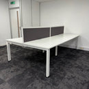 Used Senator Freeway White Bench Desk with Cable Tray and Screen
