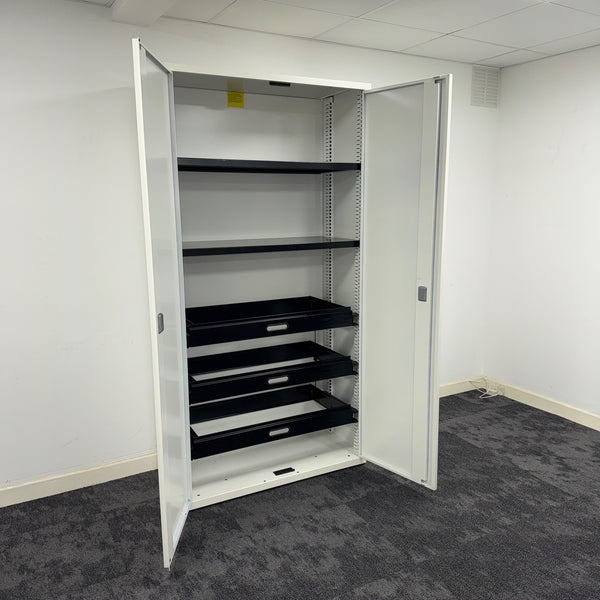 Used Senator Tall Cupboard with Shelves and Pull Out Filing