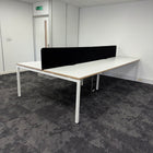Used Narbutas Nova White Bench Desk with Desktop Power and Cable Tray