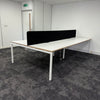 Used Narbutas Nova White Bench Desk with Desktop Power and Cable Tray