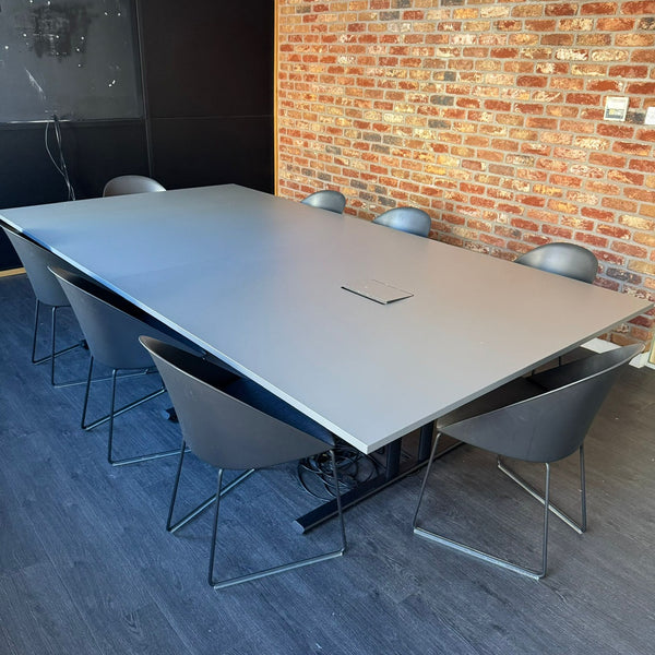 Used Large Meeting Table with 8 Arper Cila Chairs