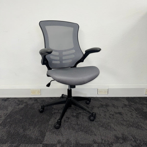 Used Grey Mesh Task Chair with Foldaway Arms